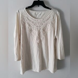 Soft Surroundings Beaded Lace Top